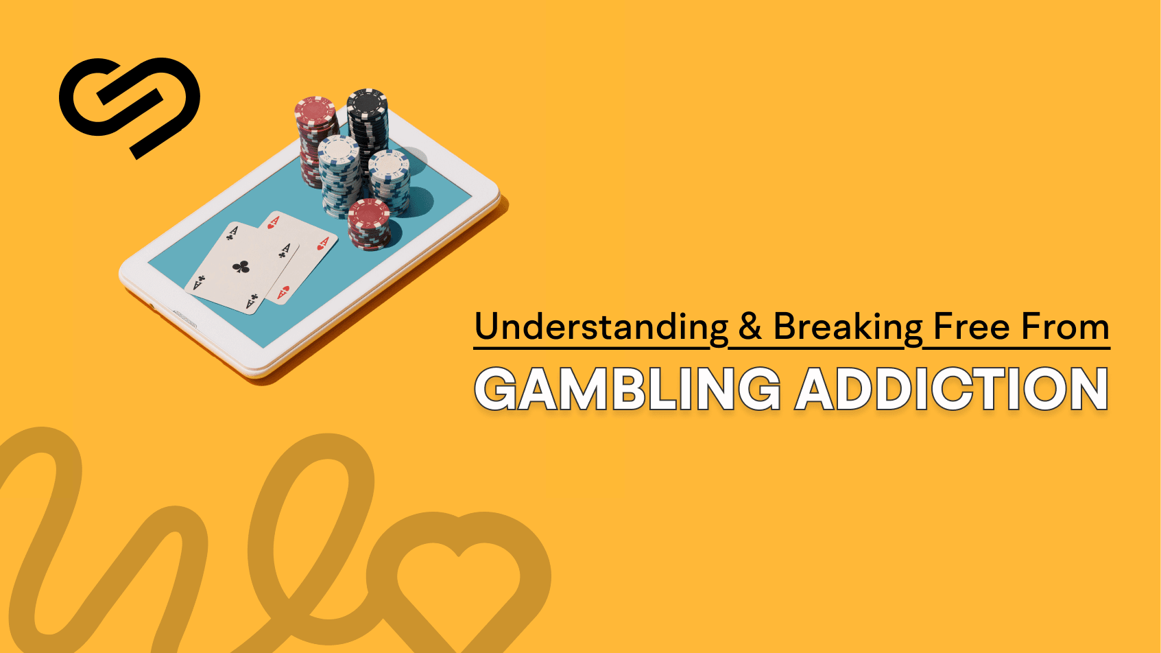 Online gambling addiction concept with poker chips and playing cards on a tablet screen, promoting recovery support and treatment for gambling addiction in Lagos.