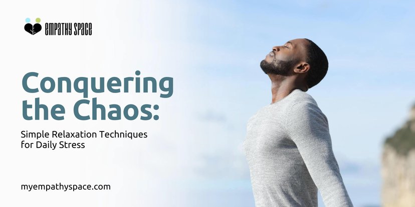 Young man relieving stress with simple relaxation techniques